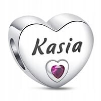Zawieszka SREBRO 925 Charms Koralik Imię Kasia Katarzyna Serce