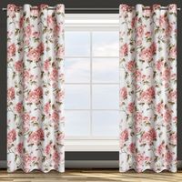 Zasłona gotowa na przelotkach TESS 140x250 beżowa kwitnących peonii