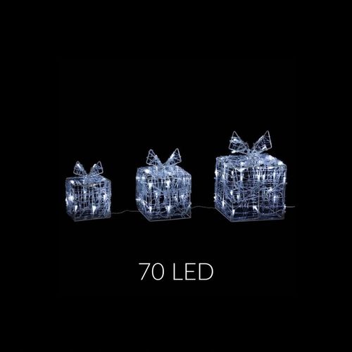 DEKORACJA ŚWIETLNA 70 LED ŚWIĄTECZNA ZEWNĘTRZNA PREZENTY ZESTAW 3SZT 23X15 na Arena.pl