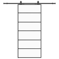 Drzwi przesuwne z zestawem okuć czarne 90x205 cm ESG szkło