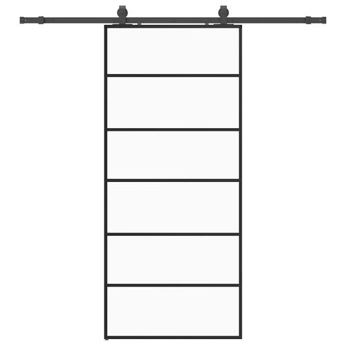 Drzwi przesuwne z zestawem okuć czarne 90x205 cm ESG szkło na Arena.pl
