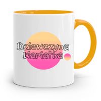 Kubek Żółty Dla Dziewczyny Dziewczyna Wariatka Z Nadrukiem Ze Zdjęciem