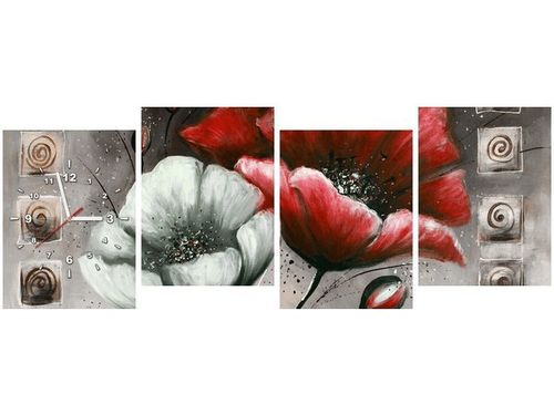 45CM 120CM ZEGAR 4 ELEM MALOWANE MAKI CZERWIENI BRĄZIE ŚCIENNY na Arena.pl