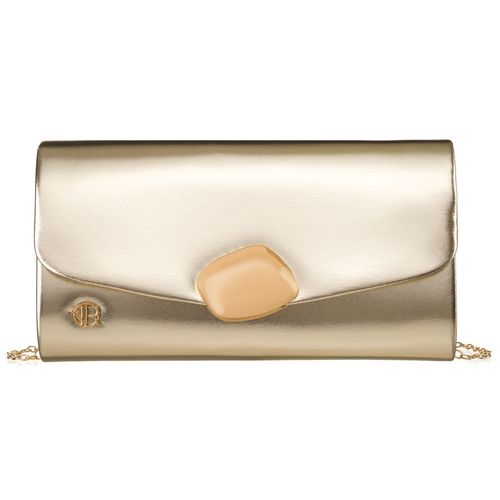 wizytowa kopertówka damska ze skóry ekologicznej w jasno złotym kolorze na Arena.pl