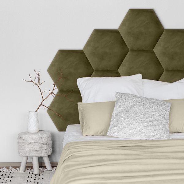PANELE TAPICEROWANE PLASTER MIODU Heksagon KHAKI 26cm x 30cm zdjęcie 7