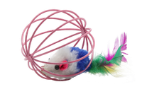 Zabawka dla kota piłka druciana z myszką z piórkiem 6cm UNIQ PETS