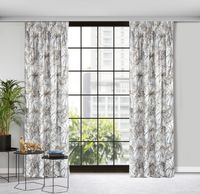 Zasłona gotowa na taśmie RODOS 140x270 biała w roślinny motyw