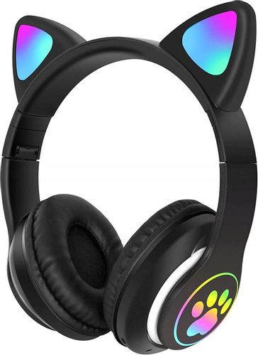 SŁUCHAWKI BEZPRZEWODOWE Z MIKROFONEM KOLOROWE KOCIE USZY LED DLA DZIECI na Arena.pl