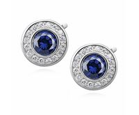 Eleganckie rodowane srebrne kolczyki szafir cyrkonie srebro 925 Z1084E_BL