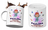Dla Pauliny Zestaw Kubek + Skarbonka Dla Dziecka Z Nadrukiem Ze Zdjęciem