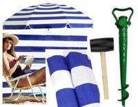 PARASOL PLAŻOWY 160CM + PARAWAN 12M MŁOTEK UCHWYT