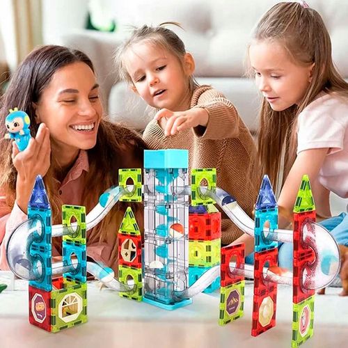 Klocki Magnetyczne Tor Kulkowy Świecący Magnetic Blocks 120 Elementów na Arena.pl