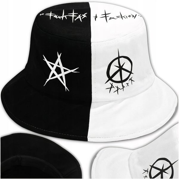 BUCKET Czapka Kapelusz HAT RYBACKI dwustronna Letni Lato Plażowy Czarny zdjęcie 1