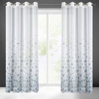 Zasłona gotowa na przelotkach ANDREA 140x250 biała w wiosenne kwiaty