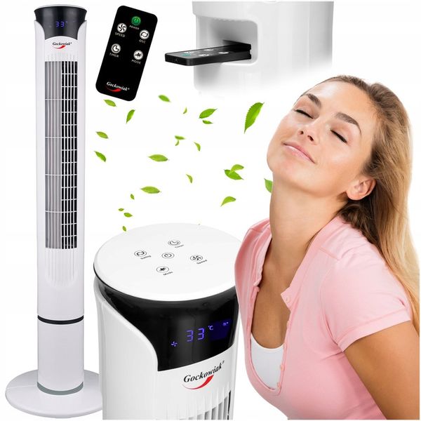 Wentylator kolumnowy wiatrak podłogowy cichy z pilotem timer termometr zdjęcie 1