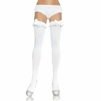 leg avenue rajstopy białe kryjące z falbanką i kokardką uniwersalne