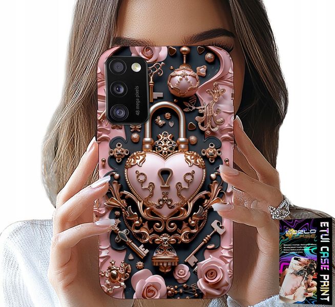 ETUI DO XIAOMI POCO M3 - KOBIECE, MODNE WZORY, KŁÓDKA SERCE RÓŻA zdjęcie 1