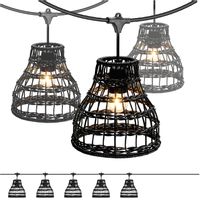 ZESTAW CRETE Girlanda ogrodowa 5m + kabel 10m + 5x klosz czarny R2