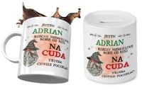 Dla Adriana Zestaw Kubek + Skarbonka Na Prezent Z Nadrukiem Ze Zdjęciem