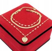 KOMPLET BIŻUTERII POZŁACANEJ NASZYJNIK BRANSOLETKA SERCE STAL