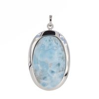 Zawieszka z larimarem owalnym w srebrze rodowanym