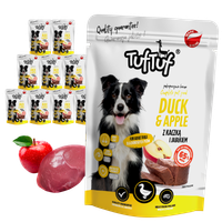 MOKRA KARMA DLA PSA TufTuf SASZETKA MIELONKA KACZKA Z JABŁKIEM 10x300G