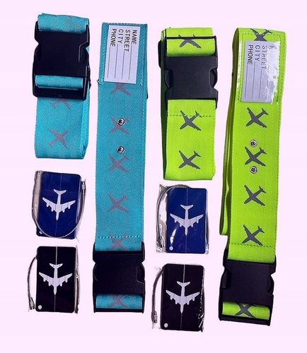 4 x PAS BAGAŻOWY SPINAJĄCY WALIZKĘ zabezpieczający +4 identyfikatory ZESTAW na Arena.pl