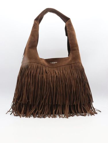 Torba Flora&Co torebka frędzle worek zamsz zamszowa eco brązowa czekoladowy na Arena.pl