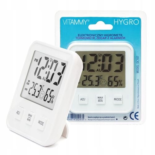 STACJA POGODY TERMOMETR HIGROMETR ZEGAREK ALARM CZUJNIK NA MAGNES na Arena.pl