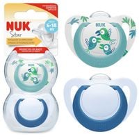 NUK Smoczek uspokajający silikonowy GENIUS STAR 6-18m 2 sztuki BOY