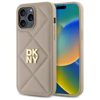 Etui DKNY Quilted Stack Logo na iPhone 14 Pro - beżowe