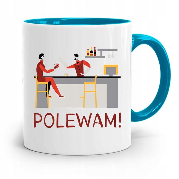 Kubek Błękitny Dla Barmana Polewam Prezent Z Nadrukiem Ze Zdjęciem zdjęcie 1