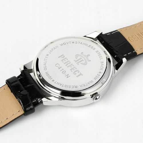 Zegarek męski klasyczny kwarcowy elegancki pasek skórzany analog Perfect na Arena.pl