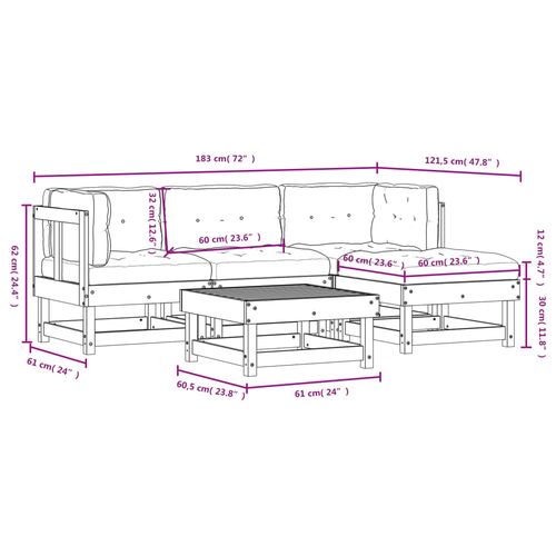 5-cz. zestaw mebli do ogrodu, z poduszkami, impregnowana sosna na Arena.pl