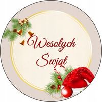 NAKLEJKI ŚWIĄTECZNE z LOGO REKLAMOWE okrągłe wesołych świąt 5 cm 250 szt