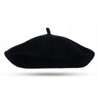Beret Damski Francuski Wełniany z Antenką Stylowy Gładki Klasyczny