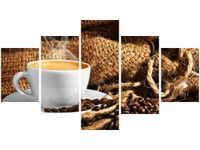 75CM 120 OBRAZ 5 ELEM FILIŻANKA KAWY ŚCIENNY DRUK
