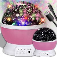 TG56632-2 LAMPKA NOCNA PROJEKTOR GWIAZD NIEBA OBROTOWA 360  RÓŻ