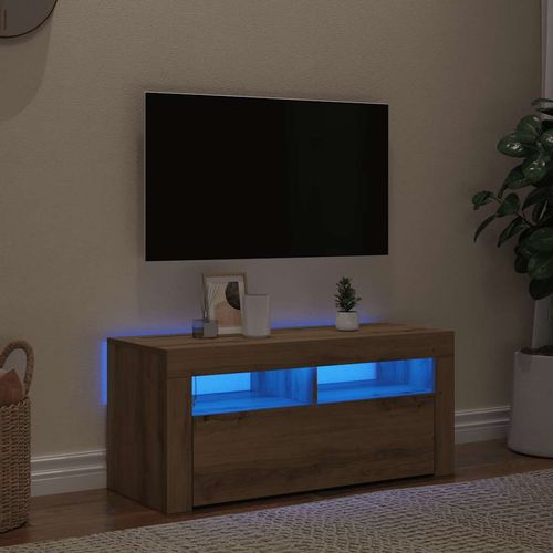 Szafka pod TV z oświetleniem LED, dąb artisan, 90x35x40 cm na Arena.pl