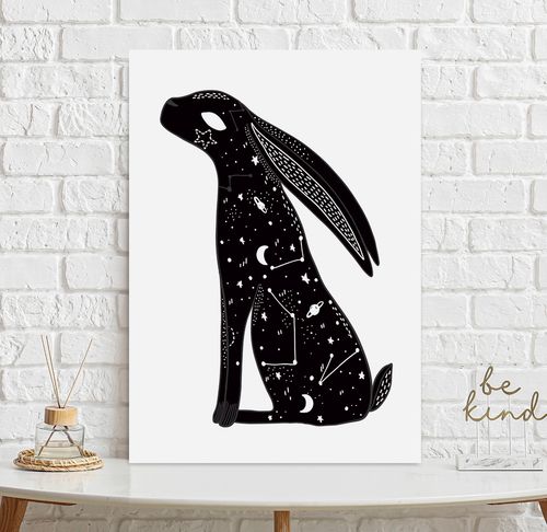 Plakat galaktyka kosmos gwiazdy zając 21x29,7 cm A4 na Arena.pl