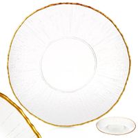 Talerz Szklany Złoty Obiadowy Płytki Płaski na Obiad Przekąski Patera 28 cm