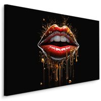 Obraz Ścienny Czerwone USTA Abstrakcja 3D Dekoracja Płótno Canvas 100cm x 70cm