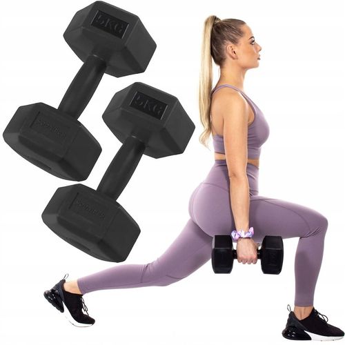 HANTLE 2x5kg ZESTAW CIĘŻARKI HANTELKI DO ĆWICZEŃ W DOMU HEKSAGONALNE na Arena.pl