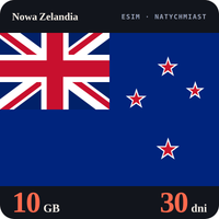 Karta eSIM Internet Nowa Zelandia 10 GB na 30 dni - bez rejestracji