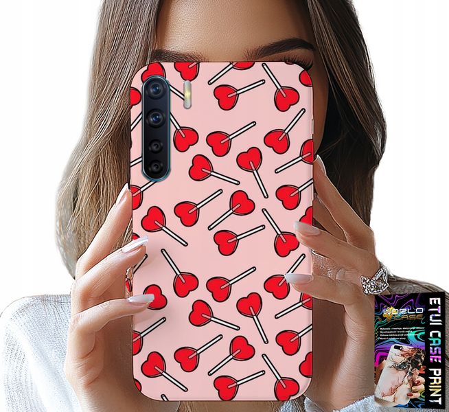 ETUI DO OPPO A91 - KOBIECE, MODNE WZORY LIZAKI W SERCA CASE zdjęcie 1