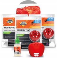 PUŁAPKA NA MUSZKI OWOCÓWKI FRUIT FLY TRAP NO PEST + WABIK 15ML (3 SZTUKI)