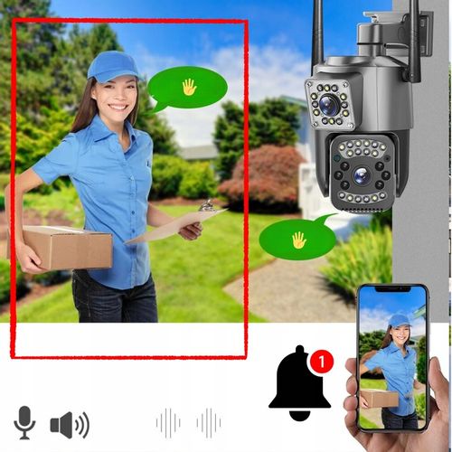 PODWÓJNA KAMERA WIFI IP ZEWNĘTRZNA OBROTOWA 2K ŚLEDZENIE 4MPX DOŚWIETLENIE na Arena.pl