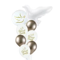 Zestaw balonów Chrzest Święty złoty gołąbek