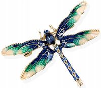 Broszka z cyrkoniami owad WAŻKA pin retro boho  F68_D_Niebieski