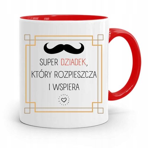 Kubek Czerwony Na Dzień Dziadka Super Dziadek Z Nadrukiem Ze Zdjęciem na Arena.pl